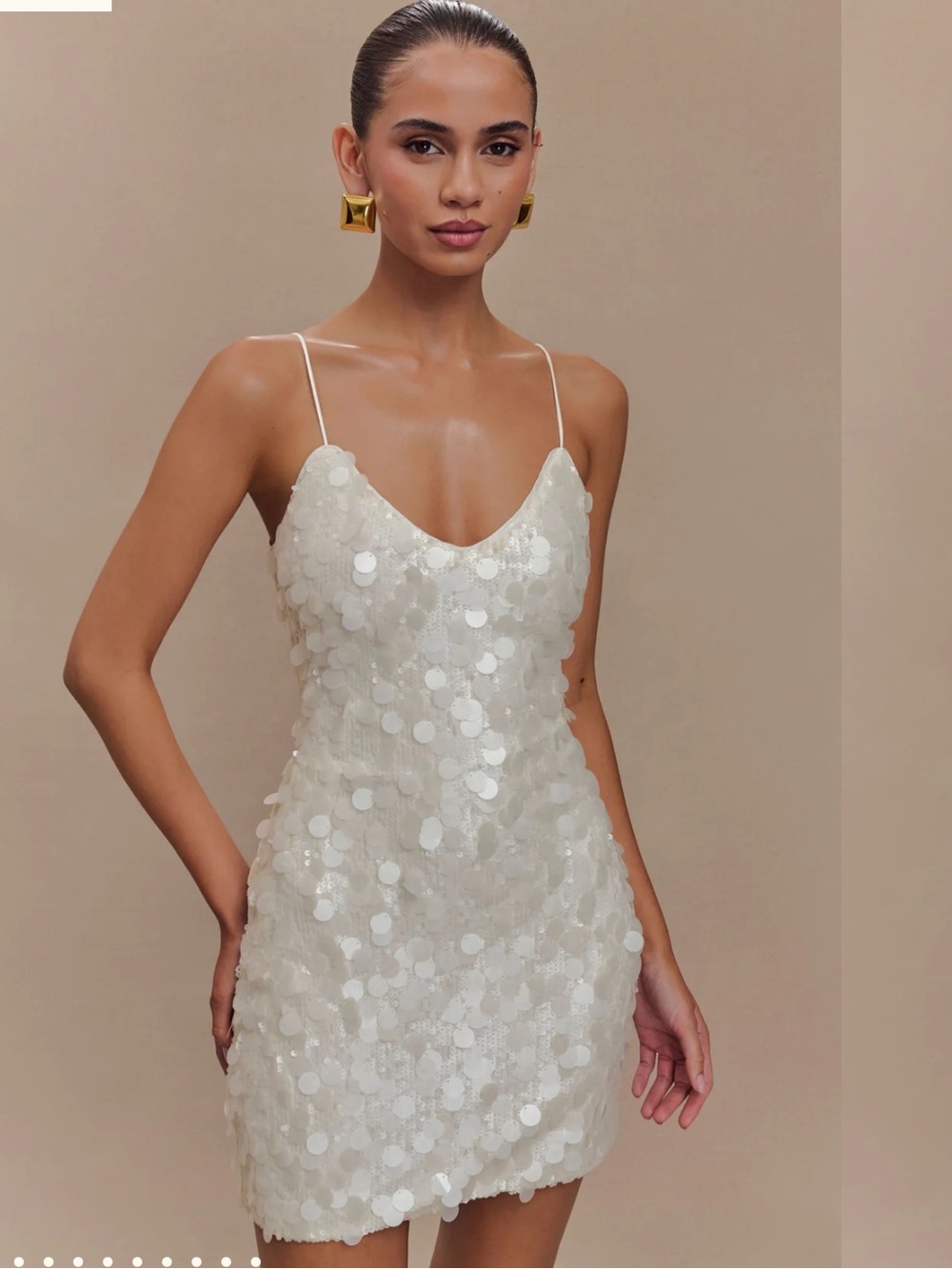 Meshki Ivory Sequin Mini Dress